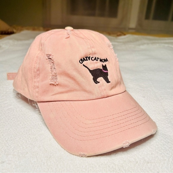 Cap Crazy Cat Mom Pink Cotton Hat Strapback Adjustable David and Young Brand - Picture 2 of 11